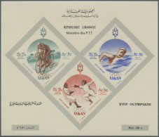 Libanon: 1960, Olympics, Set Of 4 Souvenir Sheets With Double Prints Of Each Image Separately And All Three In One Sheet - Libanon