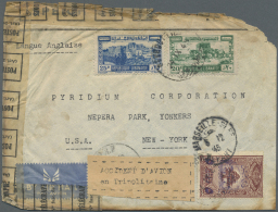 Libanon: 1945 (September 30), Label "ACCIDENT D'AVION / En Tripolitaine" On Cover Sent From Lebanon To New York, Scorch - Libanon
