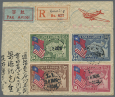 China: 1939, US Constitution Set Canc. "KUNMING 13.8.28" (Aug. 13, 1939) To Registered Air Mail Cover To Bangkok/Siam W. - Brieven En Documenten