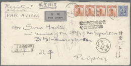 China: 1929, Airmails 60 C. (4 Inc. Strip-3) W. Junk 8 C. (strip-4), Reaper 16 C., 20 C. And SYS 20 C. Tied"Kansu. 22.4. - Brieven En Documenten