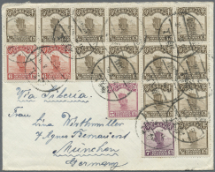 China: 1923, Junk 1/2 C. (block-13) W. 5 C., 6 C. (pair), 7 C. Tied "SHANGHAI 21.3.20" To Cover To Munich/Germany. - Covers & Documents