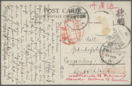 China: 1917, Ppc "Canton New Bund" Used "SHAMEEN 4 APR 17" To Germany, Via Canton And Swatow, But Then Returned W. Red M - Brieven En Documenten