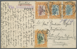 China: 1909, 1st Anniversary 2 C., 3 C. (2), 7 C. Tied "SHANGHAI 20 NOV 09" To Registered Ppc ("on The Grand Canal", Ed. - 1912-1949 Republic