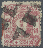 Japan: 1874, Cherry Blossoms 4 S. Rose Syll. 1 Canc. Crossroads Of Hiogo And Traces Of Red Paid All/SF Daters, Clean Con - Usati