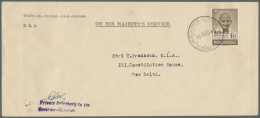 Indien - Dienstmarken: 1948 GANDHI 1½a. Brown Ovpt SERVICE Used On Official Cover From The Private Secretary To T - Dienstmarken