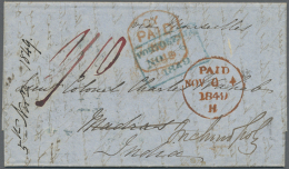 Indien - Vorphilatelie: 1849 Redirected Mail - Collecting Charges 'en Route': Entire Letter From England To Madras Via M - ...-1852 Prephilately