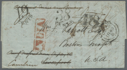 Indien - Vorphilatelie: 1849 Entire Letter From Calcutta To Boston, Mass., U.S.A. Via Bombay, Suez, Alexandria, Malta, M - ...-1852 Prephilately