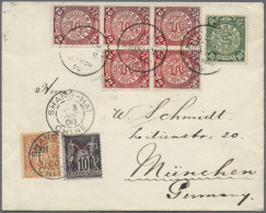 China: 1898, Coiling Dragon 10 C., 2 C. Red (block-5) Tied Bisected Bilingual "KIUKIANG 28 NOV 00" To Small Cover In Com - 1912-1949 République