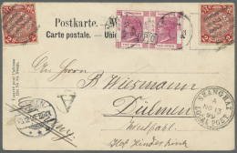 China: 1898, Coiling Dragon 2 C. (2) Tied Pa-kua To Ppc W. "SHANGHAI LOCAL POST A NO 13 99" Alongside In Combination W. - 1912-1949 Repubblica