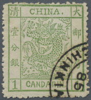 China: 1883, Large Dragon Thick Paper 1 Ca. Canc. Part "CHINKIA(NG) ... 85" (Michel Cat. 450.-). - 1912-1949 République