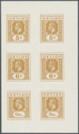 Ceylon / Sri Lanka: 1913 (c.): KGV. Composite Die Proof For Postal Stationery 5c., 6c. And 9c. X Two Impression Each In - Sri Lanka (Ceylon) (1948-...)