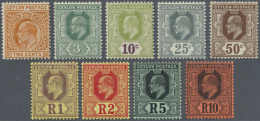 Ceylon / Sri Lanka: 1910/1911, KEVII Definitives Complete Set To 10r With 'Mult. Crown CA' Wmk., Mint Hinged, SG. &pound - Sri Lanka (Ceylan) (1948-...)