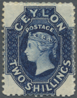 Ceylon / Sri Lanka: 1864, Chalon Head 2s. Steel-blue With Wmk. Crown CC Fine And Fresh Unused With Large Part Original G - Sri Lanka (Ceylon) (1948-...)