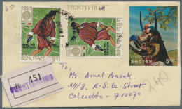 Bhutan: 1964/68, 11 Dif. Stamps With One 3D Stamp On 2 Registered Covers From "CAMP PHUNSHOLING" Sent To Calcutta, Reg. - Bhoutan