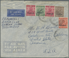 Bahrain: 1936, 1/2 A., 1 A., 2 As., 3 As. (2) Tied "BAHRAIN AIR 30 MY 36" To Air Mail Cover To Oklahoma City/USA, "PARIS - Bahrein (1965-...)