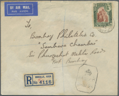 Aden - Kathiri State Of Seiyun: 1942 'Mosque' 5r. Brown & Green As Single Franking On Registered Cover To Bombay, Ti - Yemen