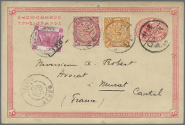 China - Ganzsachen: 1897, Card ICP 1 C. Uprated Coiling Dragon 1 C., 2 C.  Canc. Bisected Bilingual "CANTON 19 FEB 02" I - Altri & Non Classificati