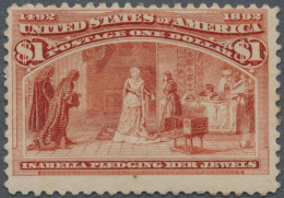 Vereinigte Staaten Von Amerika: 1893, Columbus, $1 Salmon, Fresh Colour, Well Perforated, Mint O.g. With Paper Adhesions - Ungebraucht