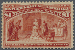 Vereinigte Staaten Von Amerika: 1893, Columbus, $1 Vermilion, Fresh Colour, Mint O.g. With Hinge Remnant And Partly Irre - Nuevos