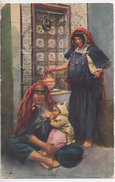 CPA.Egypte.1910.Illustration.Deux Femmes En Tenue Traditionnelle Dont Une Assise Qui Allaite Son Enfant. - Persone