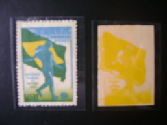 WORLD CUP OF FOOTBALL IN BRAZIL 1950 - A-76, PROOF YELLOW COLOR WITH DISPLACEMENT IN THE STATE - 1950 – Brasil