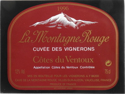ETIQUETTE De VIN " CÔTES-du-VENTOUX 1996 " - La Montagne Rouge - Appel. Contrôlée - 12° - 75cl - TB. état - Côtes Du Ventoux