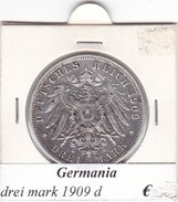GERMANIA  DREI MARK 1909 LETTERA D  COME DA FOTO - 2, 3 & 5 Mark Zilver