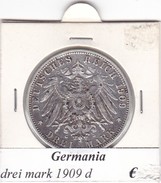 GERMANIA  DREI MARK 1909 LETTERA D  COME DA FOTO - 2, 3 & 5 Mark Argento