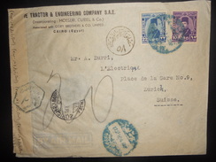 Egypte Lettre De Cairo 1948 Pour Zurich , Cachet Bleu , Censure - Briefe U. Dokumente
