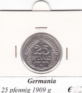 GERMANIA  25 PFENNIG 1909 LETTERA G  COME DA FOTO - 25 Pfennig