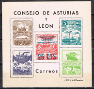 Hojita Guerra Civil  Consejo Asturias Y Leon,  Franqueo Equivalente Sobrecarga 25 Cts * - Asturias & Leon