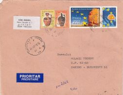 5226FM- POTTERY, JUG, EUROPEAN UNION, STAMPS ON REGISTERED COVER, 2008, ROMANIA - Lettres & Documents