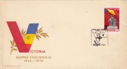 5227FM- VICTORY OVER FASCISM, WW2 END, COVER FDC, 1970, ROMANIA - FDC