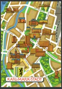 A4232 - Alte Ansichtskarte - Stadtplankarte - Karl Marx Stadt - Entwurf Scheuner - Chemnitz (Karl-Marx-Stadt 1953-1990)