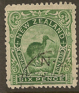 NZ 1898 6d Green Kiwi SG 254 U #ZS541 - Used Stamps