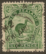 NZ 1898 6d Green Kiwi SG 254 U #ZS542 - Used Stamps