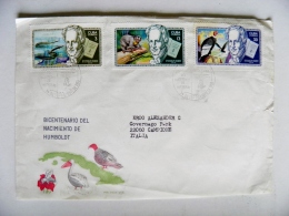 Cover Sent From Kuba 1969 Special Cancel Fdc Humboldt Animals Fishes Monkey Bird Oiseaux Atm Machine Red Cancel On Back - Cartas & Documentos