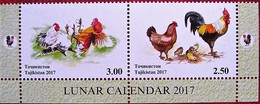 Tajikistan  2017  Year Of The Rooster.  Lunar  Calendar   2 V  Perforated. MNH - Tadzjikistan