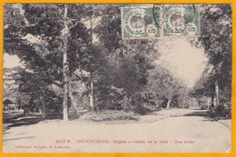 1911 - CP De Saigon Vers Taininh - Affranchissement Paire De 5 C - Cad Arrivée - Vue Jardin De La Ville - Cartas & Documentos