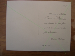 1907 Faire Part Naissance Suzanne De Vaissiere PARIS Rue Vaneau - Birth & Baptism