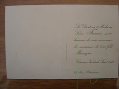 1912 Faire Part Naissance Monique Faure CANNES Rue Hermann - Birth & Baptism