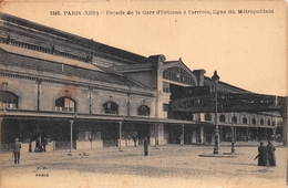 75-PARIS 13e- FACADE DE LA GARE D'ORLEANS A L'ARRIVEE, LIGNE DU METROPOLITAIN - Arrondissement: 13