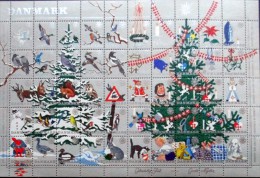 Denmark Christmas Seal 1961 MNH ( **) Full Sheet Unfolded  Fir Tree In Snow And Christmas Tree - Feuilles Complètes Et Multiples