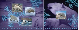 Centrafrica 2014, Animals, Polar Bears, 4val In BF +BF - Fauna Artica