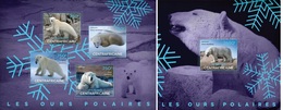Centrafrica 2014, Animals, Polar Bears, 4val In BF +BF - Arctic Wildlife