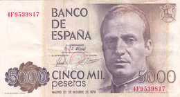 Billet ESPAGNE 5000 Pesetas TTB  Juan Carlos Ier De 1979 @ PICK 160 @ - [ 4] 1975-… : Juan Carlos I