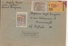 60068- MUSHROOMS, FOLKLORE COSTUME, STAMPS ON COVER, BY RELAY OVER MILCOV RIVER, 1959, ROMANIA - Brieven En Documenten