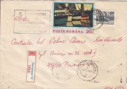 60071- MONET PAINTING, BRIDGE, SHIP, STAMPS ON REGISTERED COVER, 1976, ROMANIA - Covers & Documents