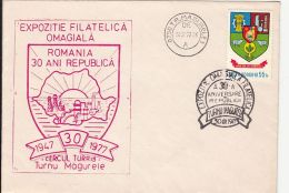 60142- TURNU MAGURELE PHILATELIC EXHIBITION, SPECIAL COVER, 1977, ROMANIA - Briefe U. Dokumente