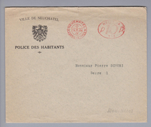 Schweiz Firmenfreistempel #758 1934-02-06 Neuchatel Police Des Habitants Brief - Frankiermaschinen (FraMA)